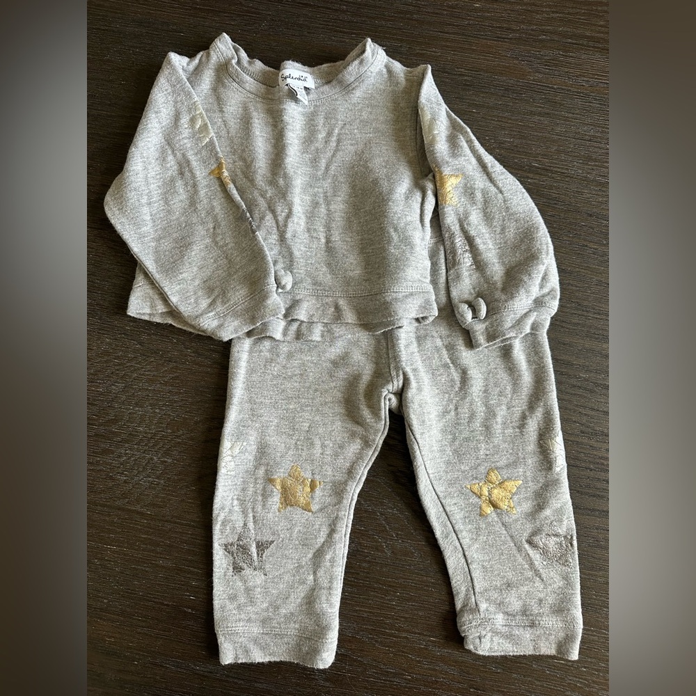 Gray and Gold Star Baby Outfit